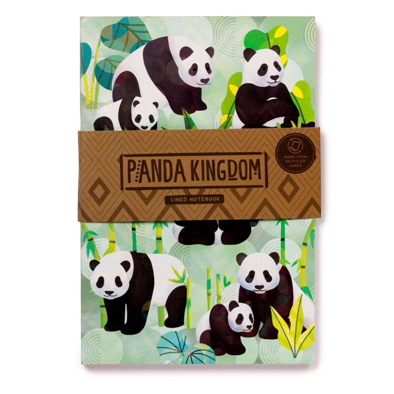 Afbeelding laden in galerijviewer, Panda koninkrijk gerecycled a5 gelinieerd notitieboekje