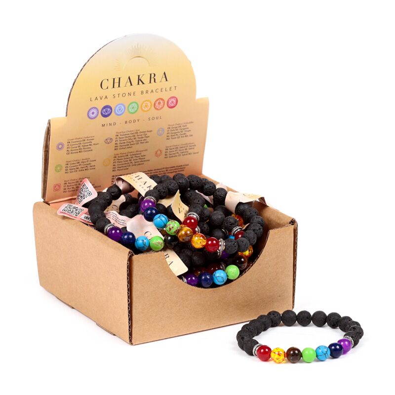 Load image into Gallery viewer, Chakra lava-steen kralen edelstenen armband