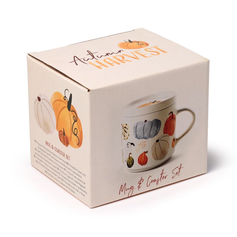 Load image into Gallery viewer, Autumn harvest porselein mok met onderzetterdeksel set