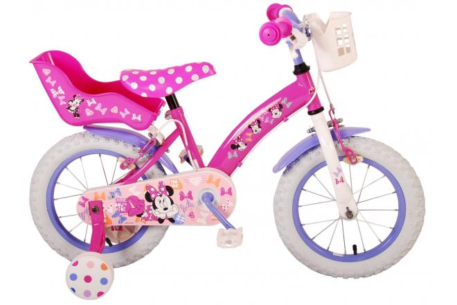 Load image into Gallery viewer, Disney Minnie Cutest Ever! Kinderfiets Meisjes 14 inch Roze Twee Handremmen