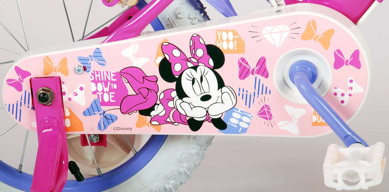 Load image into Gallery viewer, Disney Minnie Cutest Ever! Kinderfiets Meisjes 14 inch Roze Twee Handremmen