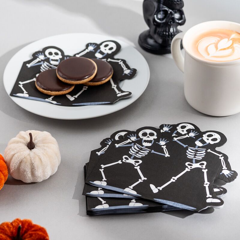 Afbeelding laden in galerijviewer, Halloween geraamte pak van 12 3-laags papieren feestservetten