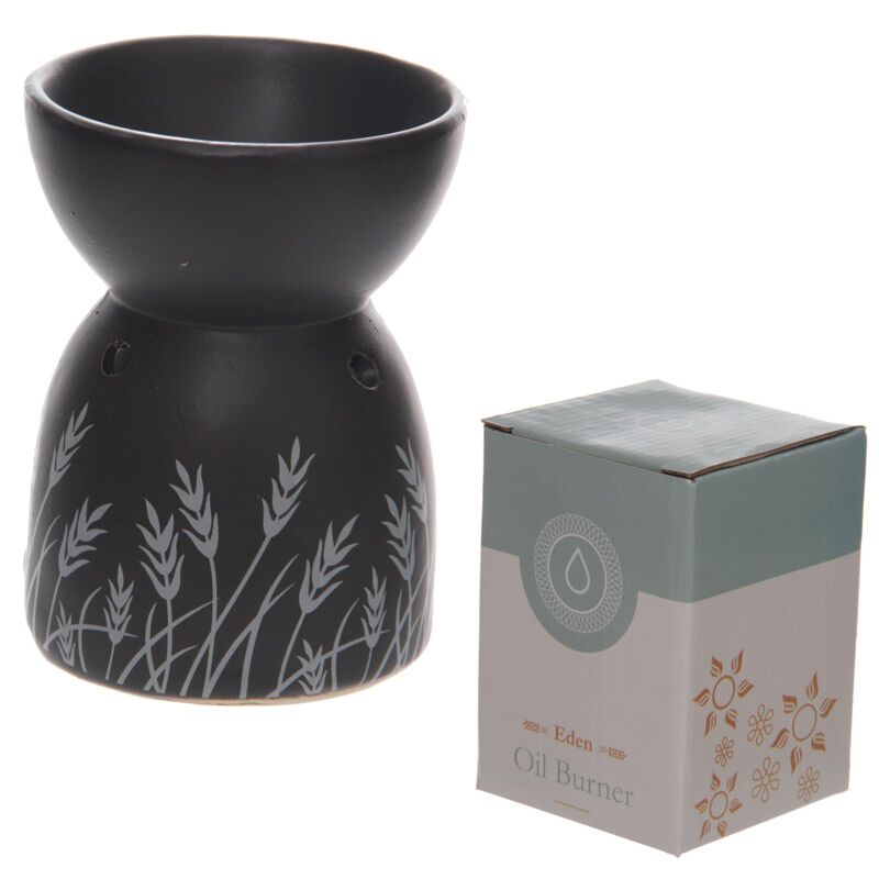 Load image into Gallery viewer, Zwart gras design keramiek olie- en wax geurbrander