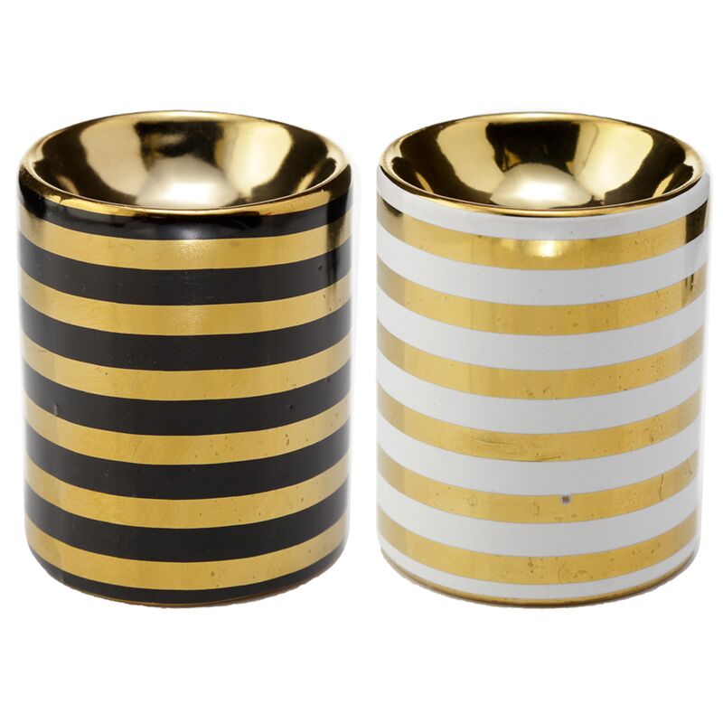 Load image into Gallery viewer, Eden metallic goud streep keramiek mini geurbrander - small