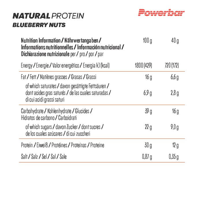 Load image into Gallery viewer, Powerbar natural protein (18 x 40gr) - blueberry nuts