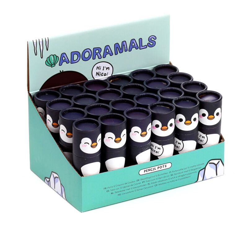 Load image into Gallery viewer, Adoramals pinguin tekenkoker 12 kleurpotloden