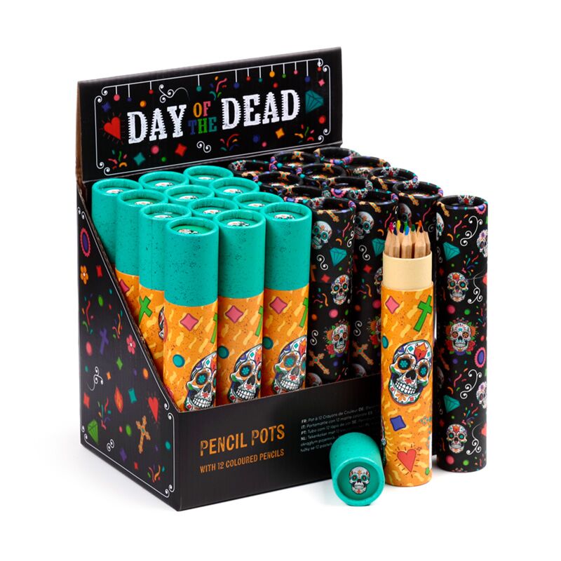 Load image into Gallery viewer, Dia de los muertos large potloodkoker 12 kleuren