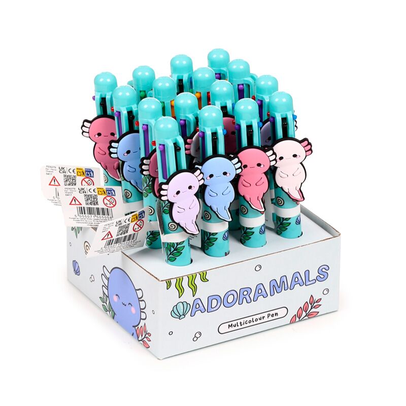 Afbeelding laden in galerijviewer, Adoramals maddie de axolotl meerkleurige pen (6 kleuren)