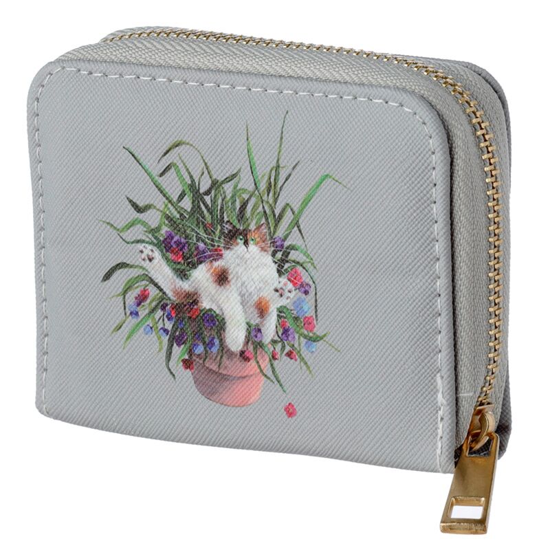 Afbeelding laden in galerijviewer, Kim haskins katten in plantpot rondrits portemonnee - small