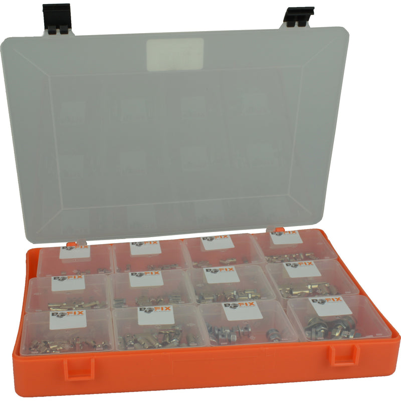 Load image into Gallery viewer, Bofix 243900 Doos assortiment 12 vaks Schroefnippels