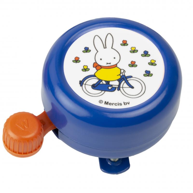 Load image into Gallery viewer, fietsbel Nijntje op fiets 60 mm blauw