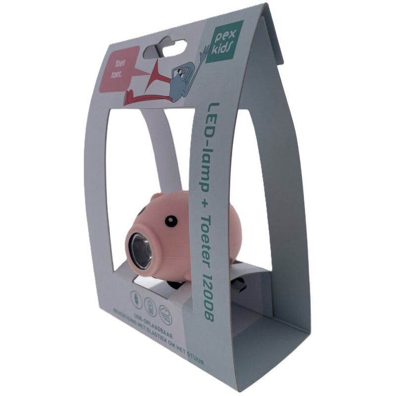 Load image into Gallery viewer, Pexkids fietstoeter varken met led lamp usb roze
