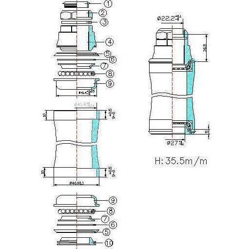 Load image into Gallery viewer, Tecora balhoofdstel verloop gazelle nm 22.2 41.4 27 semi gei