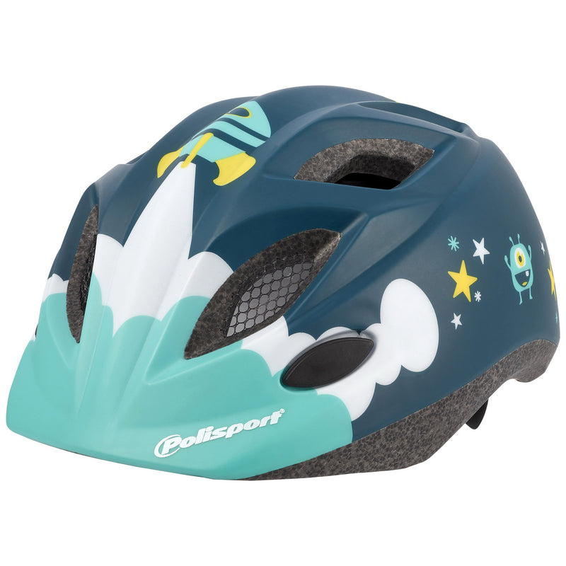 Load image into Gallery viewer, Polisport Helm Spaceship met bidon en houder. Maat: XS (48 52 cm), kleur: Blauww