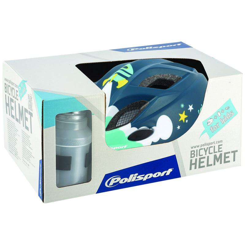 Load image into Gallery viewer, Polisport Helm Spaceship met bidon en houder. Maat: XS (48 52 cm), kleur: Blauww