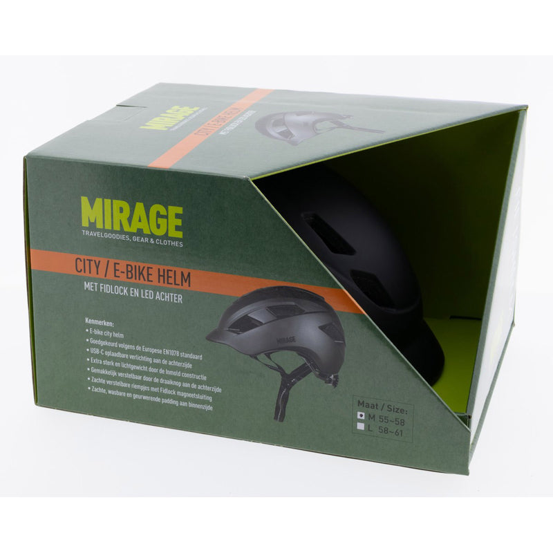 Load image into Gallery viewer, Mirage urban helm e-bike led 55-58cm mat zwart