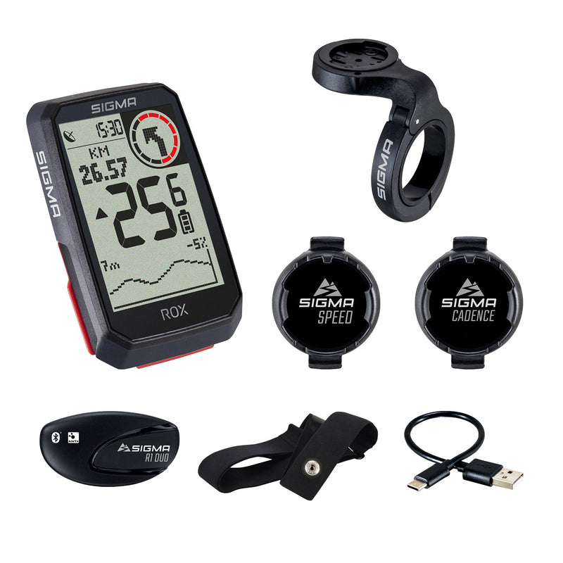 Load image into Gallery viewer, Sigma rox 4.0 gps zw zw hr stuurhouder cad snelh sensor top mount set