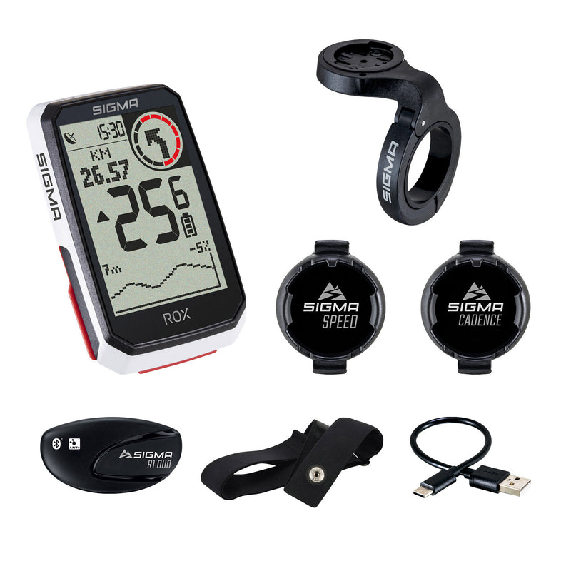 Load image into Gallery viewer, Sigma rox 4.0 gps zw wi hr stuurhouder cad snelh sensor top mount set