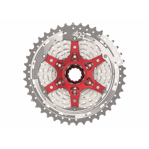 Load image into Gallery viewer, SunRace csmx8 cassette 11 speed 11-42 tands zilver in box