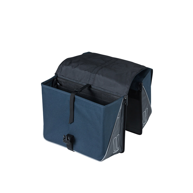 Load image into Gallery viewer, Basil Forte dubbele fietstas, waterafstotend, navy blauw zwart, 35L