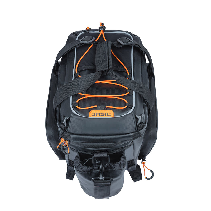 Load image into Gallery viewer, Basil Miles XL Pro bagagedragertas, zwart oranje, waterdicht, 9-36L, geschikt voor elektrische fietsen