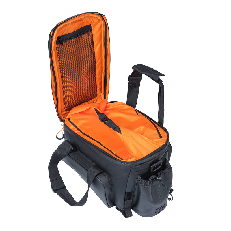 Load image into Gallery viewer, Basil Miles XL Pro bagagedragertas, zwart oranje, waterdicht, 9-36L, geschikt voor elektrische fietsen