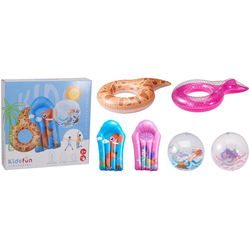 Load image into Gallery viewer, Opblaas set van 3 stuks fun artikelen bodyboard, bal en band 2 assorti