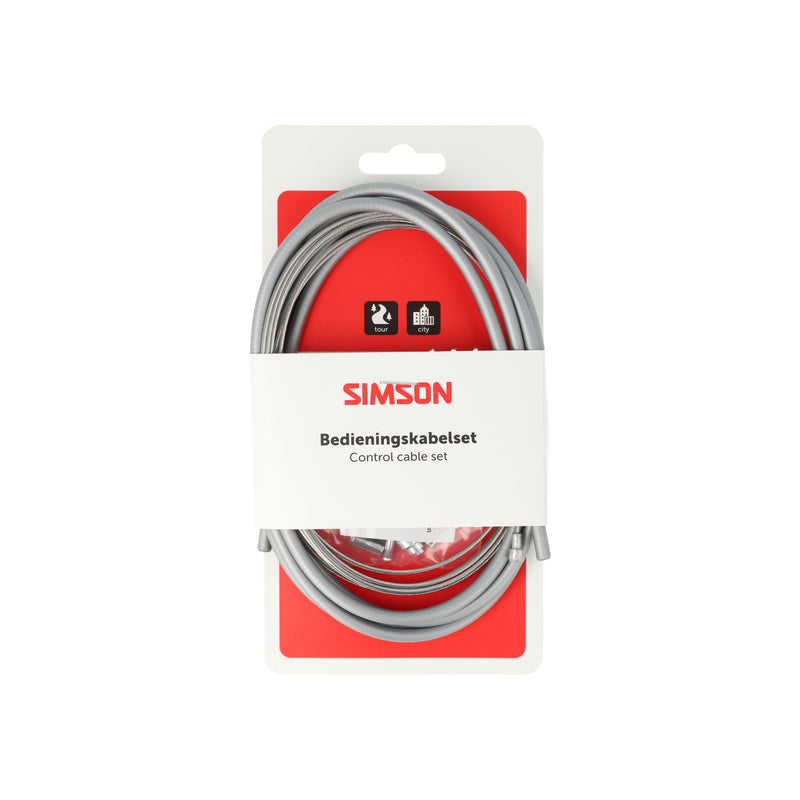 Afbeelding laden in galerijviewer, Simson remkabelset compleet universeel grijs rvs