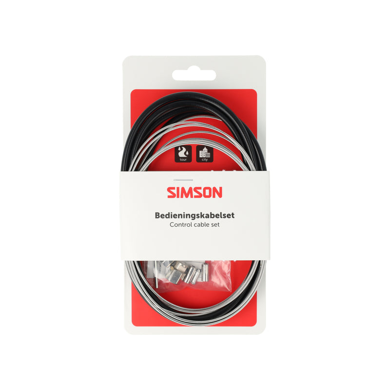 Afbeelding laden in galerijviewer, Simson remkabelset compleet rvs shim. nexus rollerbr. zwart