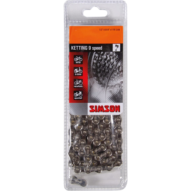 Load image into Gallery viewer, Simson Fietsketting Derailleur 9 - 116 schakels - 1 2 x 5 64 - zilver