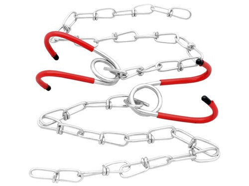 Load image into Gallery viewer, ophangkettingen met haken rood zilver 2 stuks