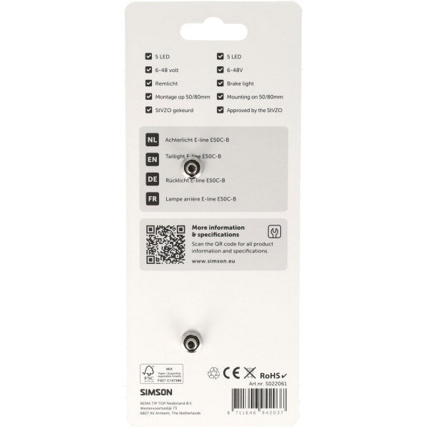 Load image into Gallery viewer, Simson aurora achterlicht e-line e50c-b