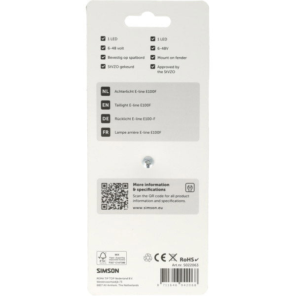 Load image into Gallery viewer, Simson aurora achterlicht e-line e100f