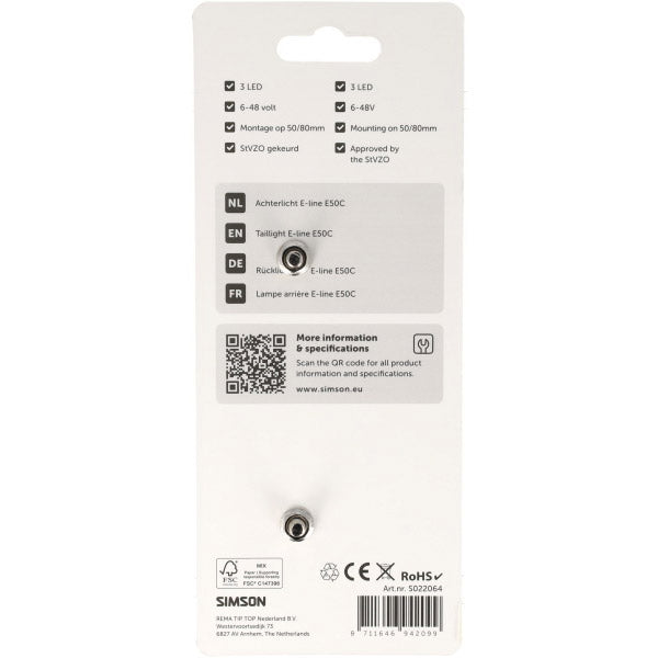 Load image into Gallery viewer, Simson aurora achterlicht e-line e50c
