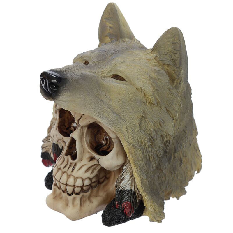 Afbeelding laden in galerijviewer, Schedel met wolf hoofd woonaccessoire