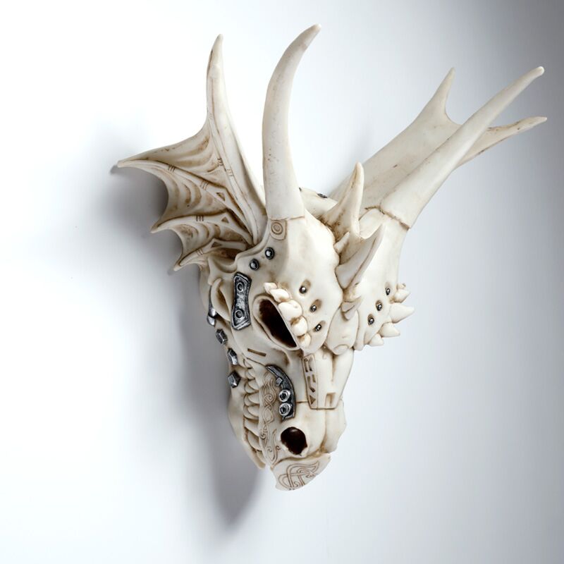 Afbeelding laden in galerijviewer, Drakenschedel decoratie metallic woonaccessoire
