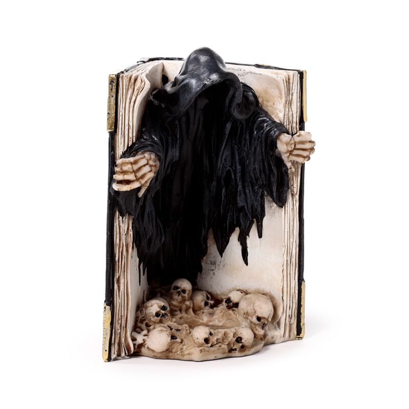Afbeelding laden in galerijviewer, The reaper of death boek van schedels waxinelichthouder
