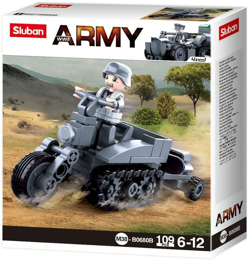 Load image into Gallery viewer, Sluban army wwii motor met tracks (m38-b0680b)