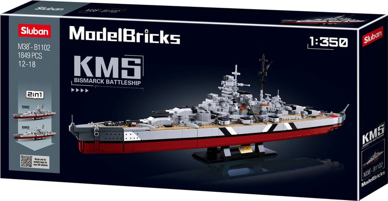 Load image into Gallery viewer, Sluban modelbricks bismark 2 in 1 (m38-b1102)