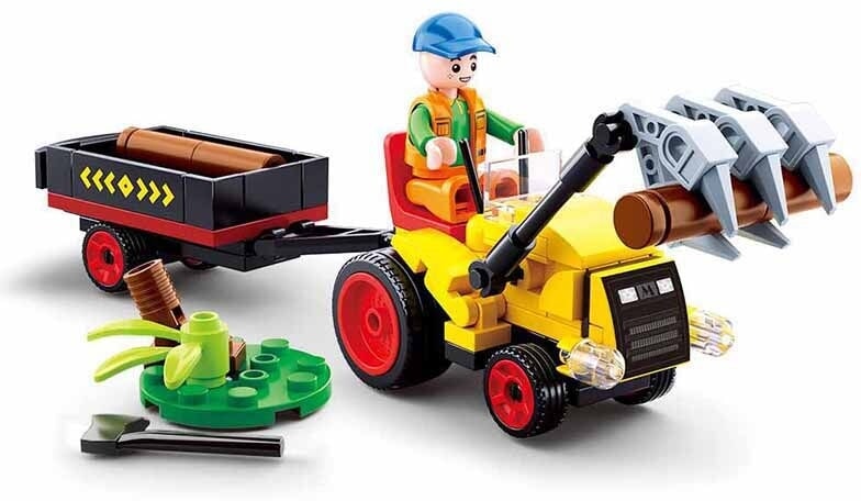 Load image into Gallery viewer, Sluban farm tractor met boomstammen (m38-b0777)