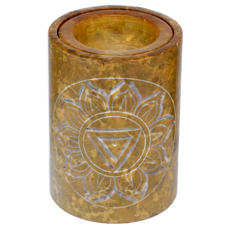Load image into Gallery viewer, Gele zeepsteen gesneden chakra geurbrander