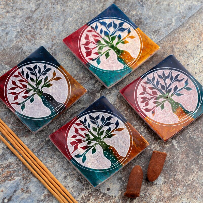 Load image into Gallery viewer, Tree of life zeepsteen wierookhouder schaaltje