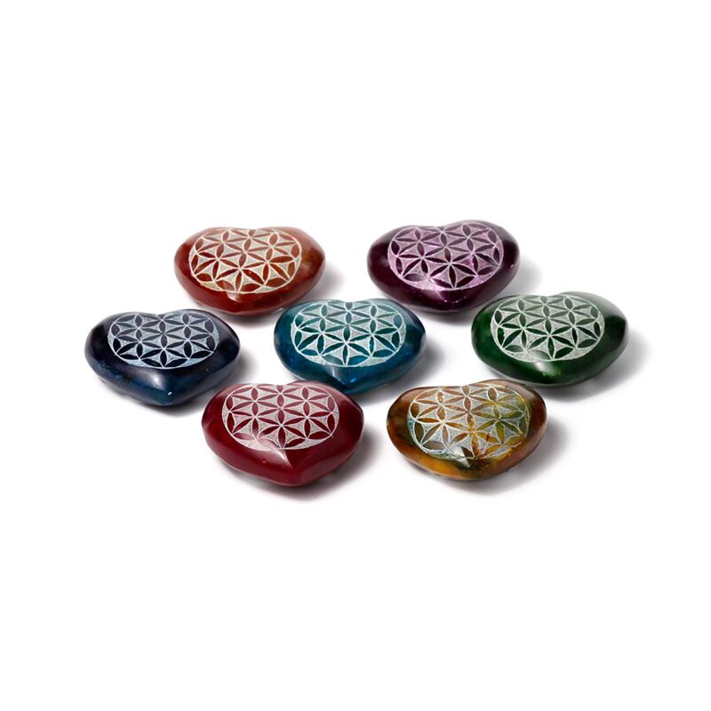 Afbeelding laden in galerijviewer, Zeepsteen chakra hart flower of life wierookstokjes houder