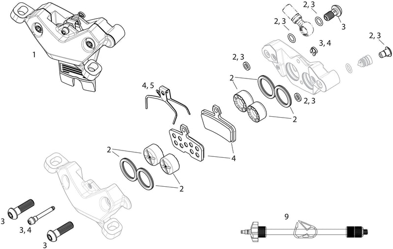 Load image into Gallery viewer, Sram scheibenbremse motive silver front disc brakes motifs silver black