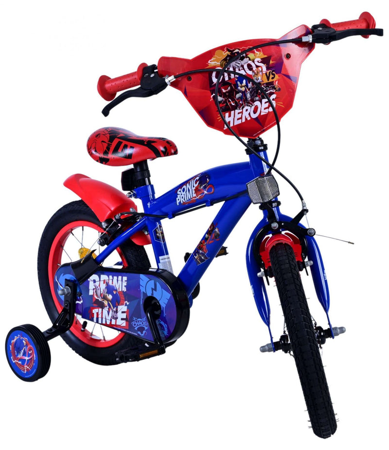 Load image into Gallery viewer, Sonic prime kinderfiets - jongens - 14 inch - blauw rood - twee handremmen