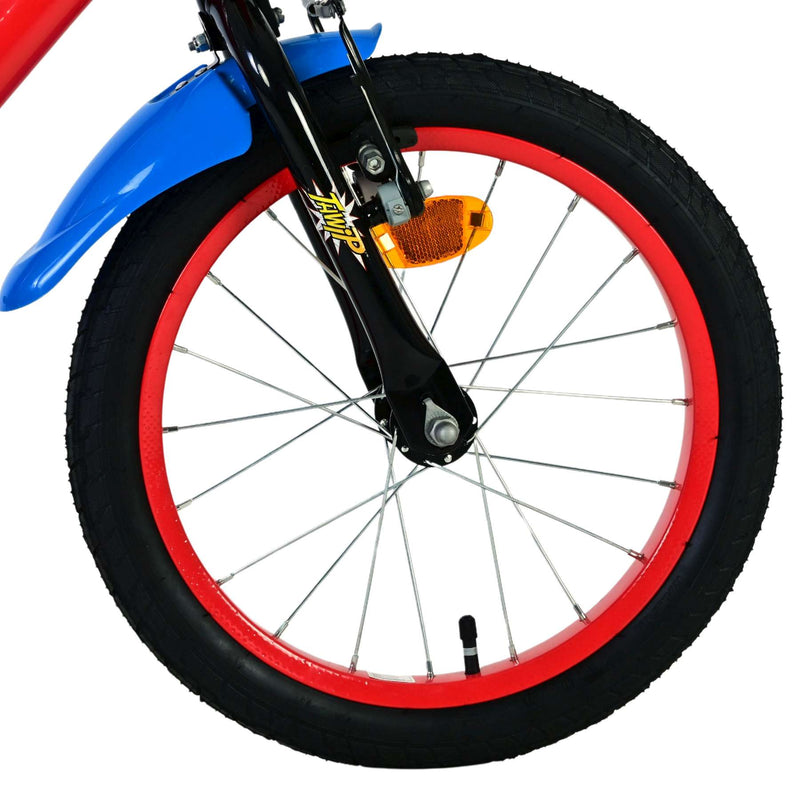 Load image into Gallery viewer, Spiderman spider-man kinderfiets - jongens - 16 inch - blauw rood - twee handremmen