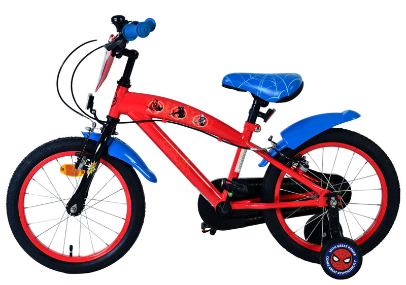Load image into Gallery viewer, Spiderman spider-man kinderfiets - jongens - 16 inch - blauw rood - twee handremmen