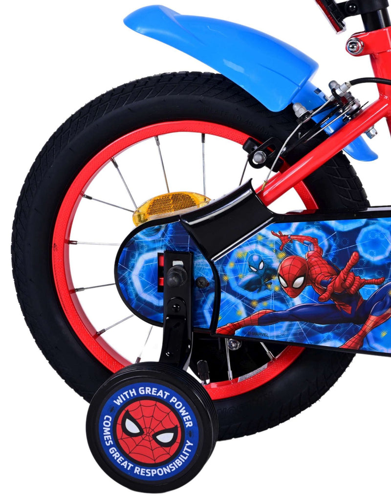 Load image into Gallery viewer, Spiderman ultimate spider-man kinderfiets - jongens - 14 inch - blauw rood - twee handremmen