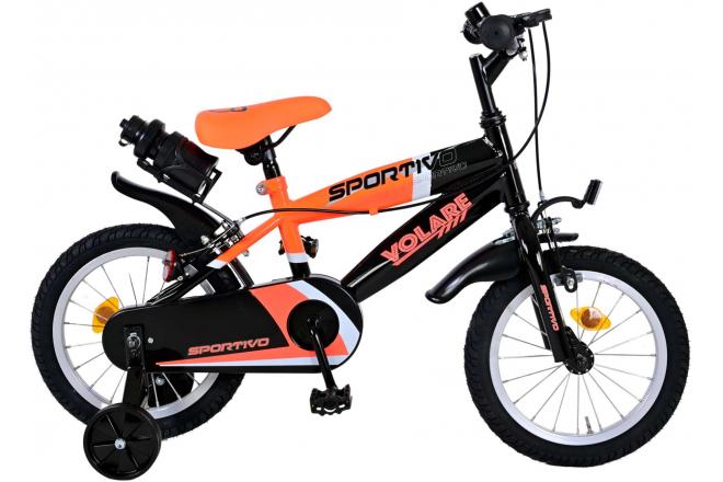 Load image into Gallery viewer, Volare Sportivo Kinderfiets Jongens 14 inch Neon Oranje Zwart Twee Handremmen