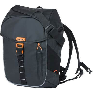 Load image into Gallery viewer, Basil Miles Tarpaulin fietsrugzak Nordlicht - Waterdichte zwarte rugzak voor fietsers - 17L - Unisex - Sportief - Zwart